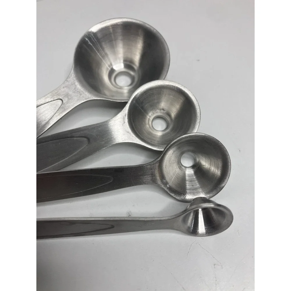 Vintage Stainless Steel Mini Funnel Spoon Set Of 4